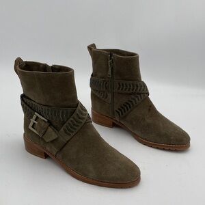 Jack Roger Stylish Olive Ankle Boots Women 5.5M suede office casual festival Y2K